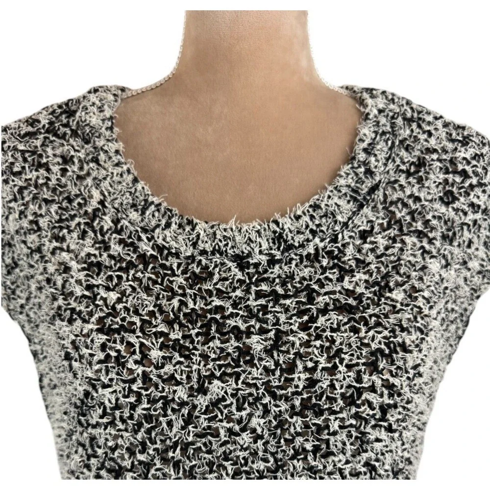 Eileen Fisher Womens‎ Sleeveless Sweater Marled Black Flyaway Back Sz Medium